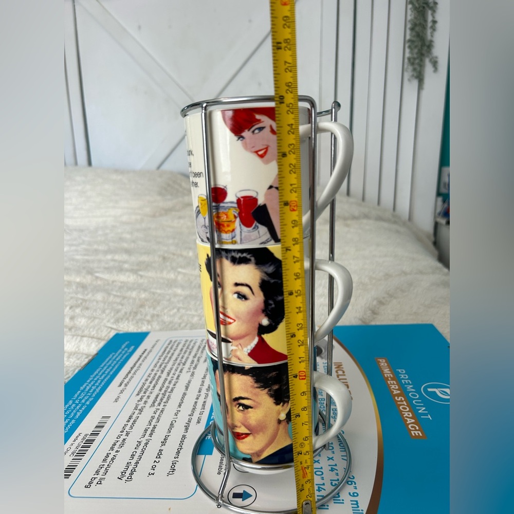 Retro Pop Art Coffee Mug Set with Stand - Picture 7 of 7